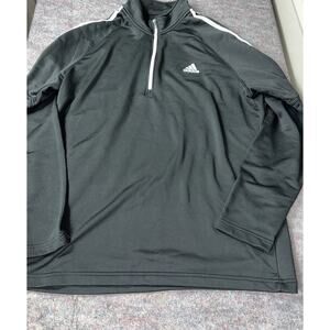 Adidas Men’s Size L 1/4 Zip Pullover Sweater Black Long Sleeve Winter Jacket